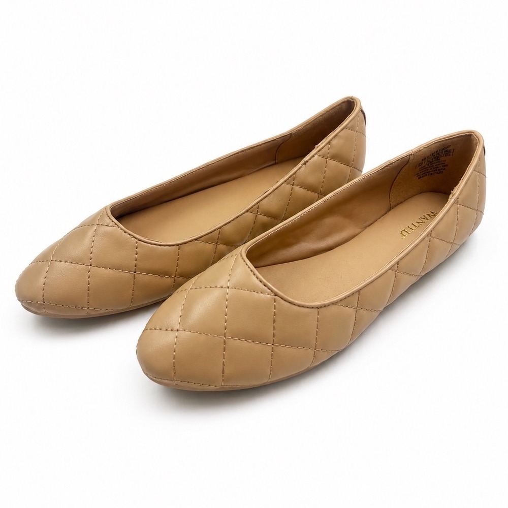 Wanted Vintage Kylin Nude Beige Quilted Ballet Dress Office Flats Women's Size 8